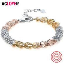 AGLOVER 925 Sterling Silver Colorful Bracelets Charm  Multi-Colorful Chain Fashion Jewelry For Women Jewelry 2024 - buy cheap