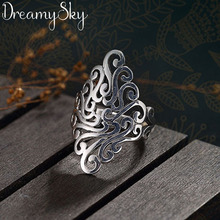 2019 Bijoux Silver Color Large Flower Rings For Women Christmas Gifts Adjustable Open Ring Ladies Boho Jewelry Anillos 2024 - buy cheap