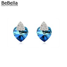 Bebella coração brincos com cristais de swarovski marca de moda original jóias para mulher menina rajada presente casamento 2024 - compre barato