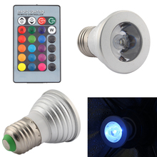MR16 GU10 E27 LED 12V RGB Lamp Smart Bulb Lampada 3W MR16 GU10 Led Light E27 RGB Bulb Light For Home With 24Key remote Control 2024 - buy cheap