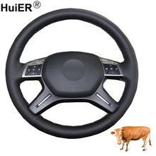 Hand Sewing Car Steering Wheel Cover Top Cow Leather Braid on the Steering Wheel Funda Volante For Mercedes Benz GL350 ML350 2024 - buy cheap