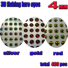 2016NEW 3D fishing lure eyes fly eyes mix color silver 160pcs+gold 160pcs+red 160pcs total 480pcs/lot size:4MM 2024 - buy cheap