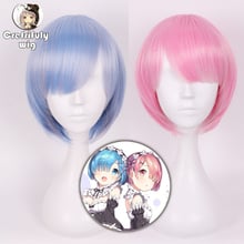 Ram Rem Cosplay Wig Re: Life In A Different World From Zero Halloween Costume Pink Blue Anime Wig 2024 - buy cheap