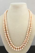 Collar de perlas akoya cultivadas de agua dulce rosa, 7-8mm, 50 ", nuevo 2024 - compra barato