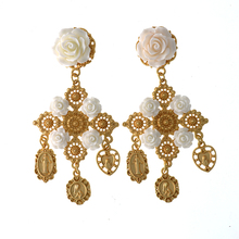 New Arrival Fashion Vintage Drop Earrings Jewelry Baroque Retro Wind White Rose Flower Branch Dangle Earrings for Women Gifts 2024 - buy cheap