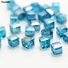 Isywaka 100pcs Green Blue AB Color Square 6mm Austria Crystal Beads Charm Glass Beads Loose Spacer Bead for DIY Jewelry Making 2024 - buy cheap