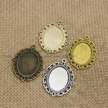 20pcs/lot Antique Silver color filigree cameo cabochon base setting pendant tray 30*40mm (Fit 18*25mm DIA) Jewelry Blanks 2024 - buy cheap