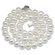 Noble mujeres regalo joyería cierre Natural 10-11 AAAA blanco con cerca de forma redonda perlas collar de perlas de agua dulce 2024 - compra barato