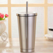 2019 Vacuum Insulated Travel 500ml Stainless Steel Mug Travel Tumbler Coffee Cup With Drinking Straw Portable Flask Water Bottle 2024 - buy cheap