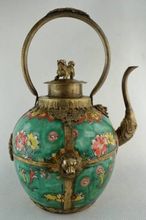 Elaborar Handwork Flor Incrustada com Animais De Cobre Bule de Chá de Porcelana Chinesa 2024 - compre barato