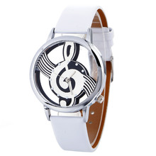 Женские наручные часы, Простой повседневный гравировальный полый стильный кожаный браслет с изображением музыкальных нот, женские часы с браслетом @ F 2024 - купить недорого