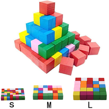 Красочные деревянные кубические блоки Монтессори, яркий блок сборки, Ранние обучающие Игрушки для раннего развития для детей 2024 - купить недорого