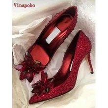 2019 New Rhinestone High Heels Shoes Women Pumps Pointed toe Woman Crystal Cinderella Wedding Shoes 5cm 7cm 9cm heel big size 2024 - buy cheap