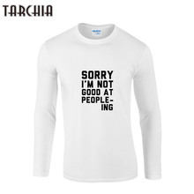 Мужские повседневные хлопковые футболки TARCHIA Homme, топы с длинным рукавом, Мужская одежда, мужская облегающая футболка высокого качества с буквенным принтом 2024 - купить недорого