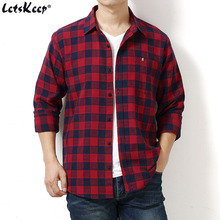 New LetsKeep Men Casual Long sleeve Oversized Plaid shirts mens check shirts Loose shirt plus size L - 7XL Cotton checker, ZA546 2024 - buy cheap