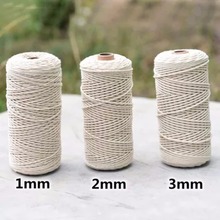 1pc 1/2/3mm Diameter Twisted Cord 100% Natural Cotton 200/400M Length For Handmade DIY Craft Macrame Artisan String 2024 - buy cheap