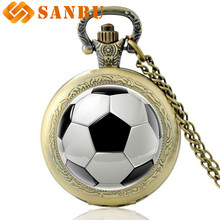 Antique Bronze Football Pocket Watch Vintage Men Women Cool Quartz Pendant Necklace Watchs 2024 - buy cheap