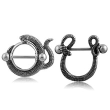 Body Piercing Jewelry Snake Type Stainless Steel CZ Moon Bar Barbell Nipple Ring Piercing Bar Lips 2024 - buy cheap