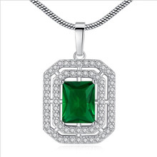 Luxueni-colar de prata esterlina 925, gargantilha com pingente quadrado verde, cristal, acessórios femininos, colar para meninas 2024 - compre barato