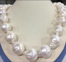 free shipping   Large 15-23mm White Unusual Baroque Pearl Necklace disc Clasp 2024 - купить недорого