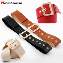 Luxury Brand Women PU Leather Grommet Wide Belt Fashion Gold Letter D Pin Buckle Casual Waist Belts For Dress Female Cummerbunds 2024 - buy cheap