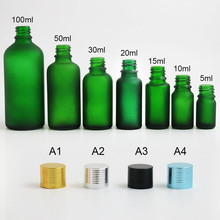 Botella de aceite esencial verde esmerilado, 10ml, 20ml, 30ml, 50ml, 100ml, Botella de vidrio vacía pequeño con tapa de tornillo de aluminio, 15 Uds. 2024 - compra barato