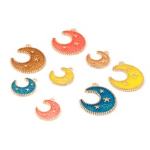 6-10pcs Fashion Enamel Metal Moon Charms Pendant for DIY Earring Necklace Bracelet Jewelry Findings Making Accessories 2024 - buy cheap