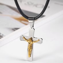 OUFEI Necklace Cross Jesus Pendant Stainless Steel Fashion Religious Jewelry Accessories Necklace Wholesale Lots Bulk 2024 - buy cheap