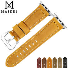 MAIKES Genuine Cow Leather Watch Band For Apple Watch 44mm 40mm 42mm 38mm Series SE/6/5/4/3/2/1 iWatch Watch Strap Watchband 2024 - buy cheap