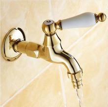 high quality Luxury wall mounted gold finished washing machine tap faucet mixer corner tap garden faucet with ceramic handle 2024 - buy cheap
