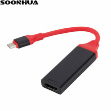 Soonhua usb c para hdmi adaptador de vídeo usb c 3.1 macho para hdmi adaptador de cabo fêmea conversor para samsung s8 plus huawei mate10 2024 - compre barato