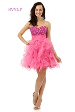Backless Homecoming Dresses A-line Sweetheart Short Mini Fuchsia Organza Beaded Crystals Sweet 16 Cocktail Dresses 2024 - buy cheap
