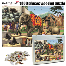 Momeno o zoológico quebra-cabeça 1000 peças de madeira quebra-cabeça elefante animal adulto quebra-cabeça descompressão jogo brinquedos crianças presentes 2024 - compre barato