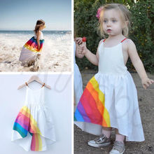 Roupas de princesa arco-íris para crianças pequenas vestidos de festa sem mangas 2024 - compre barato