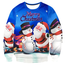 Suéter con estampado de Papá Noel para mujer, ropa de calle con patrones de renos, muñeco de nieve, de Navidad, Ugly Christmas, 3D 2024 - compra barato
