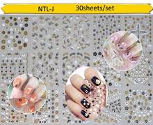 1 set 30 sheets 3D Design Tip Nail Art Sticker Decal Manicure Golden Black Flowers decals for children/Christmas 3D nail sticker 2024 - buy cheap