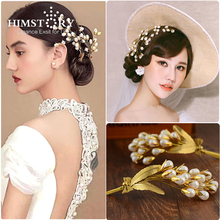 HIMSTORY 2PCS Gorgeous Golden Hairpins Artificial Pearl Handmade Bride Jewelry Wedding Hairpins Hair  Ornaments 2024 - buy cheap