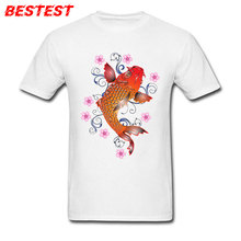 Camiseta de diseño Koi para hombre, camiseta de manga corta para estudiantes, día de la Madre personalizada, Tops de cuello redondo, camisetas florales de pescado, regalo 2024 - compra barato