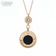 FYSARA Famous Brand Double Circle Roman Numeral Necklace For Women Turnable Black White Shell Pendent Necklace Jewelry Party 2024 - buy cheap