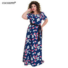 5XL 6XL 2019 summer big size long dress floral print plus size women dress maxi large Chiffon blue casual beach maxi party dress 2024 - buy cheap