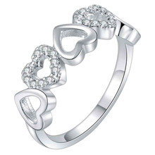Модные ювелирные изделия Серебряное кольцо с сердечком с цирконием кристалл женщина красивый подарок на день рождения высокое качество Глобальный Горячий 2024 - купить недорого