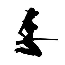 14.5*16.2CM Sexy Country Girl Gun Car Decals Cartoon Vinyl Car Stickers Car Styling Black/Silver C7-0809 2024 - buy cheap