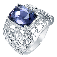Новое поступление, уникальное кольцо с фиолетовым цирконом, подарочное кольцо для свадебной вечеринки, модные квадратные кольца с полым дизайном, подарок на день рождения 2024 - купить недорого