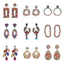 FASHIONSNOOPS New Colorful Big Brand Design Luxury Starburst Pendant Crystal Drop Earrings Gem Statement Earrings Jewelry 2024 - buy cheap