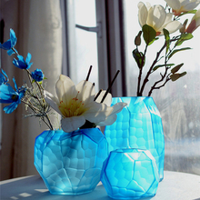 Цветная стеклянная ваза, Ручная шлифовка, резные геометрические вазы, стеклянные террариевые вазы для цветов, свадебные украшения для дома, аксессуары 2024 - купить недорого