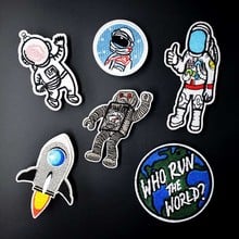 Rocket Astronaut  Robot Iron On Patch DIY Embroidery Handmade Crochet Sew On Patches Clothes Appliques Badge 2024 - buy cheap