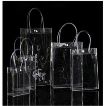 Frete grátis 13x19x8cm sacolas de exibição transparente pequena, presente de plástico mini sacolas de pvc com alça bolsa cosmética 10 unidades 2024 - compre barato