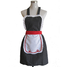 Retro Kitchen Apron Woman Black Polka Dot Fashion Restaurant Bistro Salon Cooking Avental de Cozinha Divertido Pinafore Apron 2024 - buy cheap