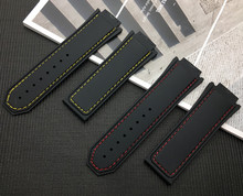 Black red yellow line 29*19mm nature Silicone rubber watchband watch band for Hublot strap for king power series Logo tools 2024 - buy cheap