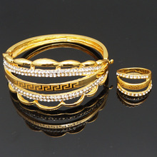wedding sets gold plating bracelets and ring fine jewelry sets big bangle ring  NEW Design rhinestone bracelet 2024 - buy cheap